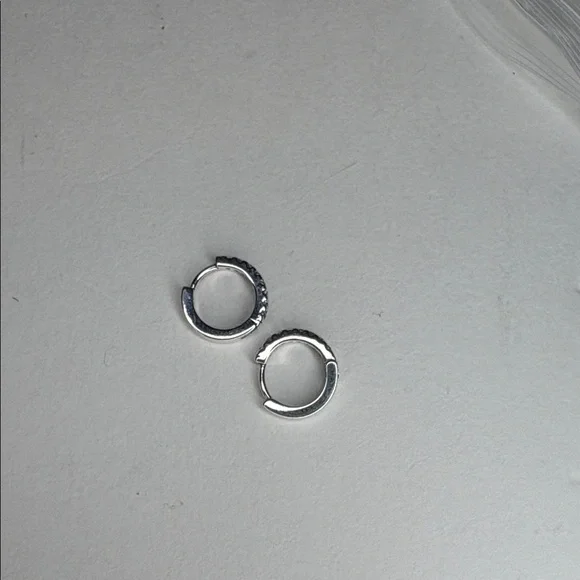 NWT pandora sparkling huggie hoop earrings in silver - Picture 6 of 9